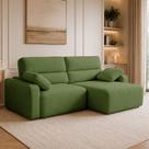 Sofá Sala de Estar Polo Retrátil Reclinável Bipartido 240cm 4 Lugares Bouclê Verde Claro M1 - Monari Design