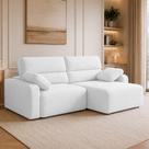 Sofá Sala de Estar Polo Retrátil Reclinável Bipartido 260cm 4 Lugares Bouclê Branco M1 - Monari Design