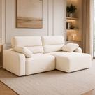 Sofá Sala de Estar Polo Retrátil Reclinável Bipartido 280cm 4 Lugares Linho Off White M1 - Monari Design