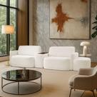 Sofá Sala Modulado 279cm Com Puff Console Usb Luminária Brumma Bouclê Off White K01 - D'rossi Sofá Sala Modulado 279cm Com Puff Console Usb Luminária Brumma Bouclê Off White K01 - D'rossi