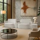 Sofá Sala Modulado 299cm com Puff Console USB Luminária Brumma Bouclê K01 - D'Rossi Sofá Sala Modulado 299cm com Puff Console USB Luminária Brumma Bouclê K01 - D'Rossi