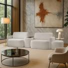 Sofá Sala Modulado 319cm Com Puff Console Usb Luminária Brumma Bouclê K01 - D'rossi Cor Cinza Claro Sofá Sala Modulado 319cm Com Puff Console Usb Luminária Brumma Bouclê K01 - D'rossi Cor Cinza Claro