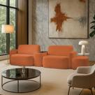 Sofá Sala Modulado 319cm Com Puff Console Usb Luminária Brumma Bouclê K01 - D'rossi Cor Terracota Sofá Sala Modulado 319cm Com Puff Console Usb Luminária Brumma Bouclê K01 - D'rossi Cor Terracota