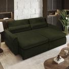 Sofá sem Caixa Orgânico Charlie 3 Lugares em Linho Turco Retrátil e Reclinável Vira Cama 2,10 Verde