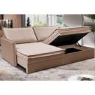 Sofá Sem Caixa Retrátil Baú 1,55m Lounge Linho Bege Escuro CamainBox