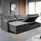 Sofá Sem Caixa Retrátil Baú 1,60m Cama inBox Secret Suede Velusoft Cinza