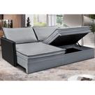 Sofá Sem Caixa Retrátil Baú 1,95m Cama inBox Grace Tecido Linho e material sintético Cinza Claro