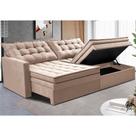 Sofá Sem Caixa Retrátil Baú 2,00m Cama inBox Secret Suede Velusoft Bege