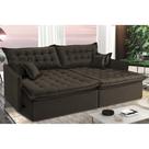 Sofá Sem Caixa Retrátil e Reclinável 1,75m Cama inBox Versátil Suede Velusoft Café