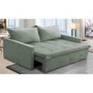 Sofá Sem Caixa Retrátil e Reclinável 1,85m com Molas Bianca Boucle Menta Madelina Decor