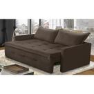 Sofá Sem Caixa Retrátil e Reclinável 1,85m com Molas Bianca Suede Marrom Madelina Decor