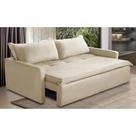 Sofá Sem Caixa Retrátil e Reclinável 1,85m com Molas Helena Suede Bege Kaleo Decor