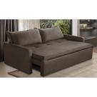 Sofá Sem Caixa Retrátil e Reclinável 2,00m com Molas Helena Suede Marrom Kaleo Decor