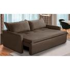 Sofá Sem Caixa Retrátil e Reclinável 2,00m com Molas Kiara Suede Marrom Adonai Estofados