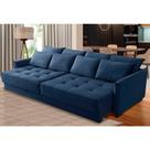 Sofá Sem Caixa Retrátil Reclinável 2,10m Clara Veludo Azul Kaleo Decor