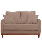 Sofa Sena 2 Lugares Base de Madeira para Sala Hotel Linho Marrom