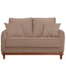 Sofa Sena 2 Lugares Base de Madeira para Sala Hotel Linho Marrom