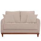 Sofa Sena 2 Lugares Base de Madeira para Sala Hotel Linho Palha