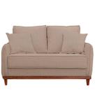 Sofa Sena 3 Lugares Base de Madeira para Sala Hotel Linho Bege