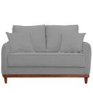 Sofa Sena 3 Lugares Base de Madeira para Sala Hotel Linho Cinza