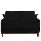 Sofa Sena 3 Lugares Base de Madeira para Sala Hotel Linho Preto