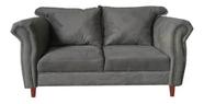 Sofá Suede Paris Luxo Chesterfield 2 Lugares Cinza
