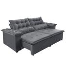 Sofá Top Veneza 210 cm Retrátil com Molas Veludo Light Cinza - Sofá na Web