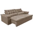 Sofá Top Veneza 290 cm Retrátil com Molas Suede Velut Castor - Sofá na Web