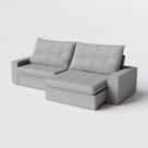 Sofá Toronto Retrátil e Reclinável 2,90m em Bouclé Texturizado Cinza - Home Mobily