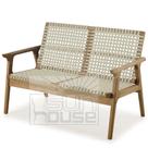 Sofa Trama 2 Lugares Estrutura em Madeira cor Stain Jatoba com Corda Trancada cor Areia - 64373