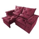 Sofá Tunísia 3 Lugares Retrátil e Reclinável 200cm Tecido Veludo Kasacomigo Cor Vermelho
