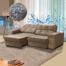 Sofá Veludo impermeabilizado Retrátil Reclinável 3 Lugares 220 Cm Ravello Bege - SóSofá