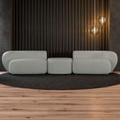 Sofá Versátil Sala de Estar Egito 302cm Modulado Bouclê Cinza G52 - Gran Belo