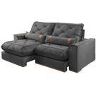 Sofá Vicam 029 Dubai com Molas Ensacadas 4 Lugares Retrátil e Reclinável 250cm Tecido Veludo Cor Cinza