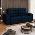 Sofá Vicenza 3 Lugares Retrátil Sala de Estar 175cm Suede Azul Marinho - INCASA DECOR
