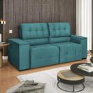 Sofá Vicenza 3 Lugares Retrátil Sala de Estar 175cm Suede Azul Turquesa - INCASA DECOR