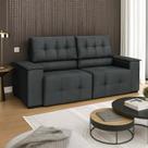 Sofá Vicenza 3 Lugares Retrátil Sala de Estar 175cm Suede Cinza - INCASA DECOR