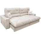 Sofá Victory 4 Lugares Retrátil e Reclinável 250cm Tecido Veludo Cor Bege Palha