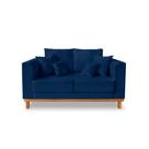 Sofá Viena Beny 2 Lugares Suede Azul