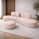 Sofá Virginia 250cm Luxo Sala Salão 3 Lugares Bouclé Cor:RoseDesenho do tecido:Liso Sofá Virginia 250cm Luxo Sala Salão 3 Lugares Bouclé Cor:RoseDesenho do tecido:Liso