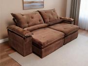 Sofa Xangai Retratil e Reclinavel 2,10 Metros Fernandes estofados Cor Veludo Marrom