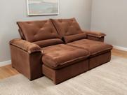 Sofa Xangai Retratil e Reclinavel 2,30 Metros Fernandes estofados Cor Veludo Marrom Sofa Xangai Retratil e Reclinavel 2,30 Metros Fernandes estofados Cor Veludo Marrom