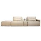 Sofá Yale 2 Lugares + Puff e Console com Luminária Couro Pérola 370cm - 69947 Sofá Yale 2 Lugares + Puff e Console com Luminária Couro Pérola 370cm - 69947