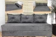 Sofanete Sofá com 3 Almofadas Multiuso Suede Cinza - AL Móveis Sofanete Sofá com 3 Almofadas Multiuso Suede Cinza - AL Móveis