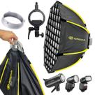 Softbox Colmeia 90cm Greika 2 em 1 para Flash Estudio Bowens e Speedlight