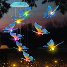 Solar Butterfly Wind Chimes Zeiliuled que mudam de cor ao ar livre