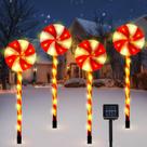 Solar Christmas Lollipop Lights Lewondr, pacote com 4, à prova d'água