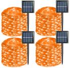 Solar Fairy Lights QITONG Orange 100 LED 10m, pacote com 4 unidades, Halloween