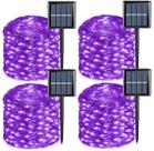 Solar Fairy Lights QITONG Purple 100 LED 10m, pacote com 4