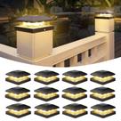 Solar Fence Post Cap Lights VOLISUN, pacote com 12 IP64, impermeável, branco quente